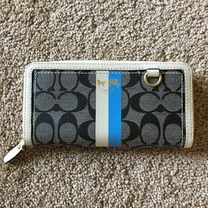 Coach wallet blue/white detail